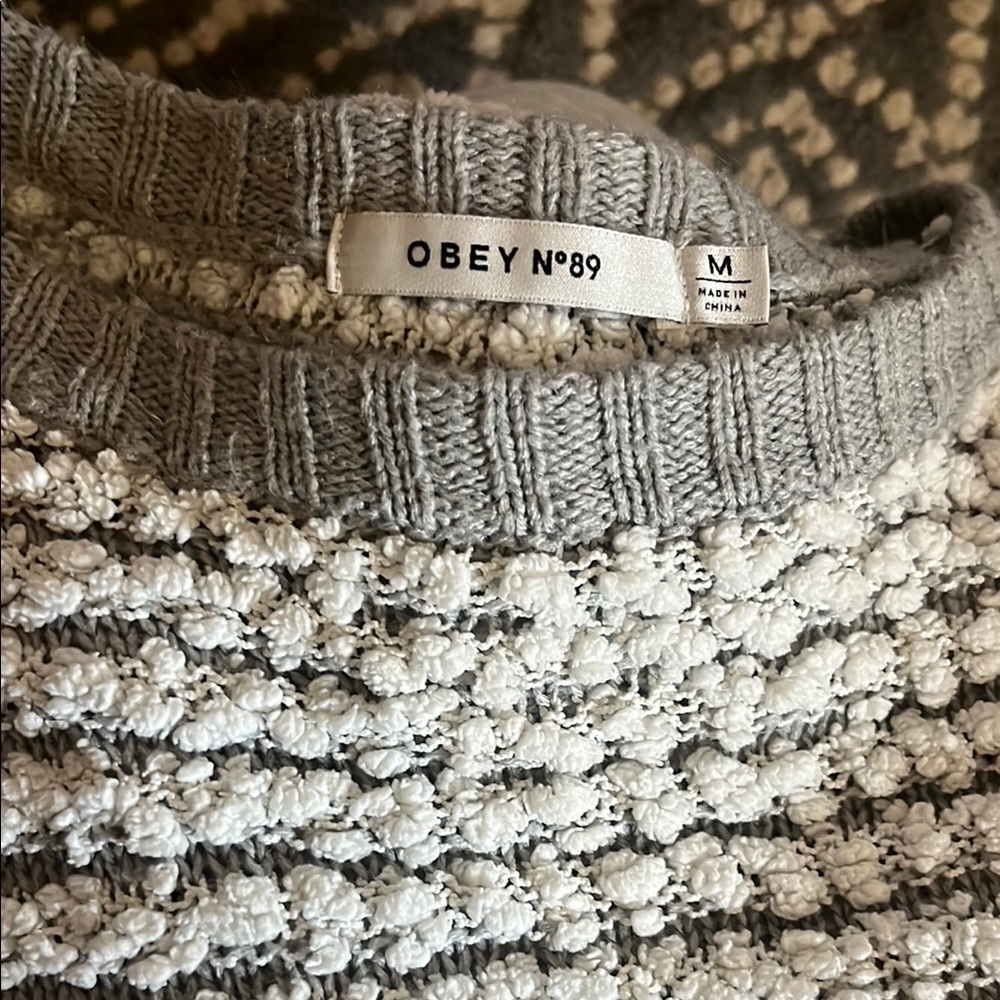 Obey Gray and White Women's Sweater